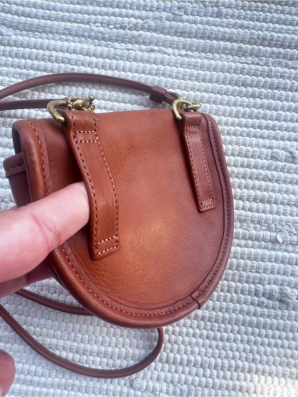 Vintage Coach 9826 Mini Belt Bag British Tan Leather Crossbody 90s - Picture 7 of 14